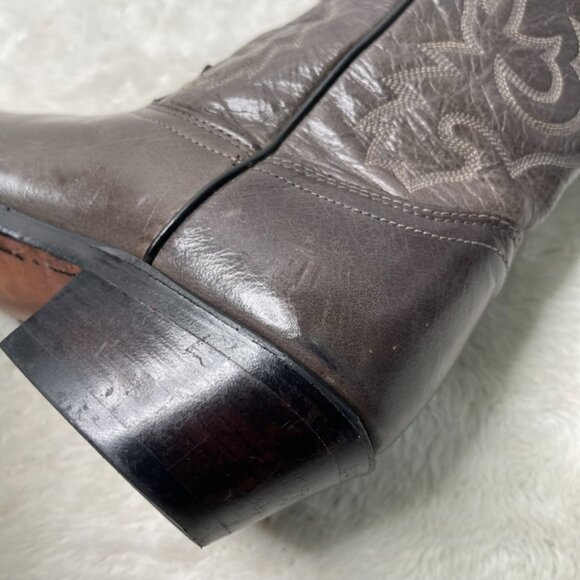 J Chisholm Men's Western Boots Leather US 9 D Gray Brown Cowboy Boots - Picture 7 of 14
